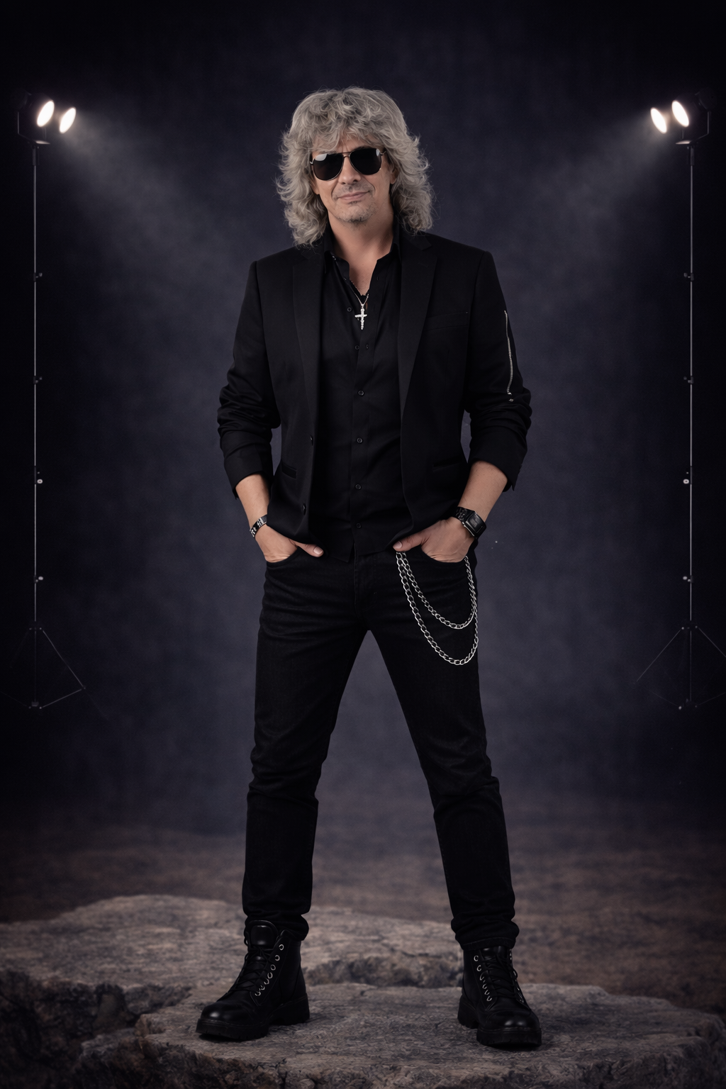 Dan Lica - Official Photo with Skull Dagger Shirt and ROCK ROLL Jeans